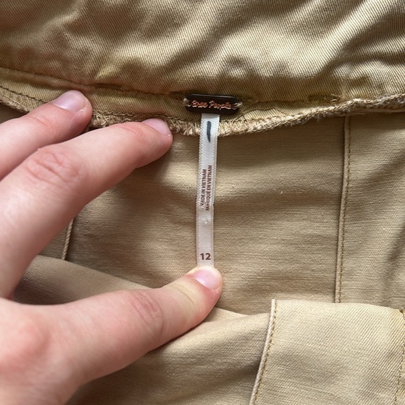 Free People Women Pleated Skirt Sand Cotton Denim Modern City Mini Sz 12 - Picture 6 of 8